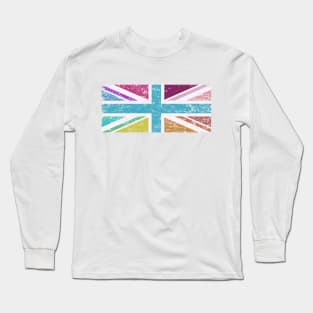 Distressed Long Union Flag Multicol Long Sleeve T-Shirt